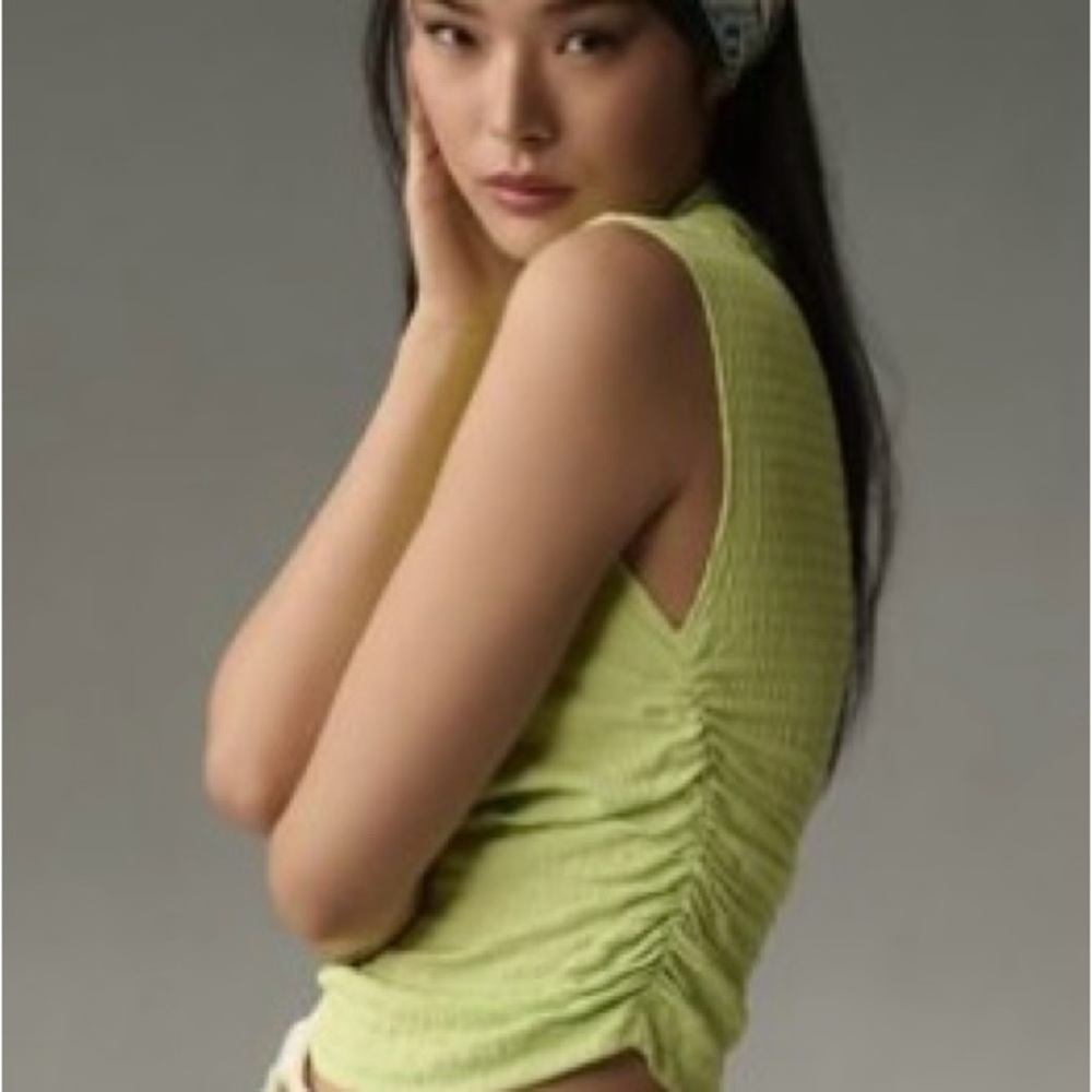 Maeve Anthropologie Light Green Ruched Tank Top